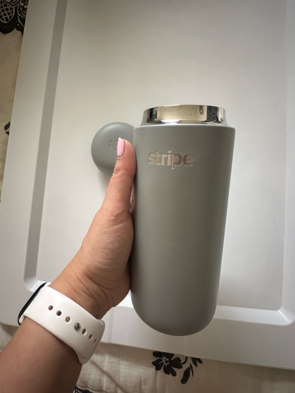 Stripe Stainless Travel Tumbler in Matte Gray